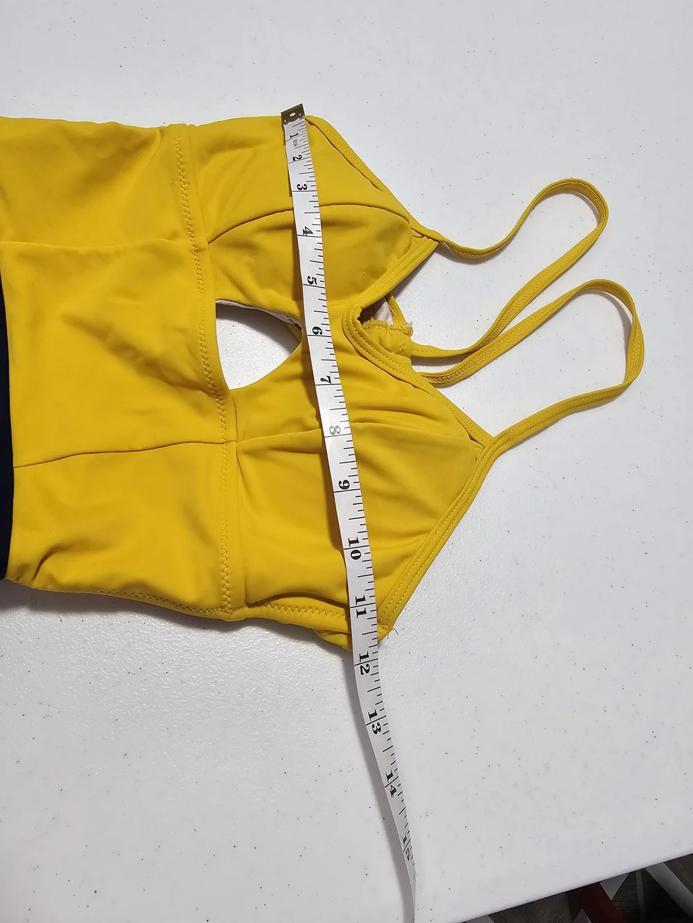 Cupshe Yellow and Navy Colorblock One-Piece Swimsuit Keyhole Adjustable Back